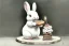 Placeholder: Cute white bunny is having a birthday cake with hand grenades. Highly detailed, smooth colours, realistic landscape. Aquarell