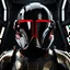 Placeholder: star wars bald male corellian pilot wearing pearlescent black and gunmetal grey First Order special forces heavy assault stealth commando armor and helmet with gold and red trim inside the jedi temple, hyperdetailed, dynamic lighting, hyperdetailed background, 8k resolution, volumetric lighting, light skin, fully symmetric details