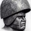 Placeholder: pencil and charcoal portait sketch of sutton hoo helmet