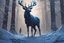 Placeholder: Beast Shadow symbiote in 8k realistic anime drawing style, Deer them, human model, blue neon crystal antlers deer, fantasy snow forest, intricate details, highly detailed, high details, detailed portrait, masterpiece,ultra detailed, ultra quality