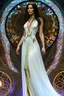 Placeholder: art by Alfons Mucha, stained glass motif, whole body image of beautiful Kate Beckinsale as Yennefer the Sorceress from The Witcher in a mystical enchanted forest opening a portal to another world, HD 4K, sharp detail, photo-realistic accurate face and features, cinematic lighting, award winning imagery