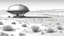 Placeholder: sketch drawing a ufo crash landing site in the nevada desert