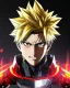 Placeholder: Detailed anime portrait of bakugo from my hero academia, gold hair and golden eyes, black suit, intricate details, full body portrait, keep head in frame, slight smile, black Japanese motif, concept art, highly detailed, digital painting, concept art, sharp focus, illustration, art by Yoji Shinkawa, WLOP and greg rutkowski and alphonse mucha and artgerm and yanjun Chen and Junji ito and Makoto Shinkai, HDR, octane render