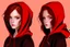 Placeholder: A sassy beautiful woman with dark brown eyes and shoulder length red hair wearing a black hoodie. Realistic.