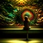 Placeholder: girl sitting on a bench. Fractal art.