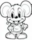 Placeholder: outline art for Cute Baby Mickey Mouse coloring page, Japanese manga style, cartoon style, cute face, white background sketch style, full body is a must, only use outline, clean line art, no shadow, bold outline