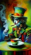 Placeholder: Abstract espresso ominous and fauvism ,the painting of the clown , northern lights, aesthetic, mesmerizing,rich colors, painted by Salvador Dali, highly detailed, 32k