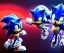 Placeholder: sonic the hedgehog versus robots electric fight, realistic 8k