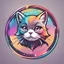 Placeholder: cute cat logo for YouTube in a circle , colorful design