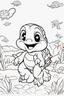 Placeholder: blank colouring book, white blank background, simple picture for toddlers, turtle pet, disney and pixar style