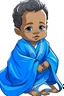 Placeholder: an anime style drawing of a blasian baby boy. hes wearing blue royal baby robes.