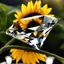 Placeholder: singular delicate transparent glass diamond crystal sunflower