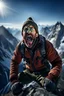 Placeholder: portrait of mountain climber in the Alps sitting while shouting,shot on Hasselblad h6d-400c, zeiss prime lens, bokeh like f/0.8, tilt-shift lens 8k, high detail, smooth render, down-light, unreal engine, prize winning