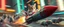 Placeholder: rocket ship cat captain in high speed pursuit among neon rats, with background motion blur