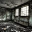 Placeholder: An abandoned hospital, dark, rusty pipes, bare walls, ominous atmosphere, the smell of damp, broken windows, broken beds, a sense of danger.