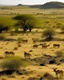 Placeholder: A savanna filled with mammals designed in native American petroglyphs