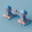 Placeholder: Tiny cute isometric toy bridge, soft smooth lighting, with soft colors, 100mm lens, 3d blender render, trending on polycount, modular constructivism, blue background, physically based rendering, centered well within frame.