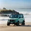 Placeholder: Suzuni Jimny driving on the beach, close to the Californian waves