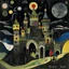 Placeholder: A black castle with a moon dragon painted by Wassily Kandinsky