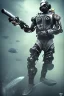 Placeholder: diver like a cyborg,with gun,detail,textures,cinematic