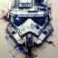 Placeholder: photorealistic at-at pilot helmet with weathered painting , illustration on coarse canvas by <agnes cecile> and <Yoji Shinkawa>, ornate and intricate details , soft smooth lighting, ultra detailed concept art,