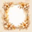 Placeholder: Hyper Realistic Beige small-watercolor-Floral-Frame With Glowing Golden Embers On Off-White Grunge Background.