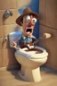 Placeholder: Woody from Toy Story pooping on a toilet