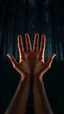Placeholder: In the woods of hands at night, a of a tree shape, brown skin, night, night, tall, thin field of thousands of hands standing migrating