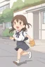 Placeholder: cute japanese school girl running with a slice of toast in her mouth