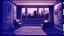 Placeholder: a dimly lit room in the illustration medium and in the style of comic book which inspired by works of James Montgomery Flagg, and blue color scheme and the view is front view in the era of ancient