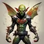 Placeholder: the goblin from spider man, abstract, beautiful digital artwork, dren from splice, helghast, in the style of many detail metal ciberpank fucher leaf overlay, criterion collection, full body shot, light colored background, romantic illustration's, bamileke art ,3d art