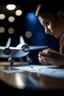 Placeholder: the ultimate expert on paper airplanes tasting his planes, zeiss prime lens, bokeh like f/0.8, tilt-shift lens 8k, high detail, smooth render, down-light, unreal engine, prize winning