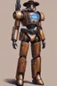 Placeholder: A Star Wars Combat Droid, Wearing Western Cowboy Clothes, Armour looks like Halo, Wearing a cowboy hat and a Cowboy Over-Coat.