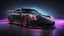 Placeholder: porsche 911 gt3 rs car, black, neon light background