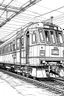 Placeholder: Outline art, no shading, train, cartoon style, black and white, low detail, --ar 9:11