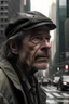 Placeholder: Crea un primer plano hombre en new york, con una mirada perdida, en un mundo apocalíptico.