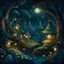 Placeholder: Soft cozy Fantasy cartoon forest night