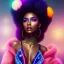 Placeholder: full body shot, masterpiece, best quality, family of three, black skinned, sparkling eyes, fluorescent skin, colorful makeup, RNB , highly detailed body, afrofuturism, scifi, sun light, 4K, RAW, depth of field, high contrast, realistic details, 24mm