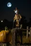 Placeholder: A scarecrow up on his post on a full moon