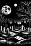 Placeholder: Graveyard at Night white and black for coloring