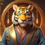 Placeholder: a close up of a tiger wearing a robe, a character portrait, 3 d icon for mobile game, card game illustration