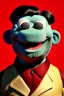 Placeholder: Waist up muppet Portrait, Kim Jong-un muppet doll, black suit, photo studio, red background, unreal engine 5, concept art, art station, god lights, ray tracing, RTX, lumen lighting, ultra detail, volumetric lighting, 3d.