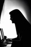 Placeholder: solana king liquidation flush shadow face in a dark room looking at computer oracle of delphi seeing the future in the style of surrealism black and white
