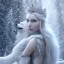 Placeholder: gorgeous goddess of ice and snow wearing a crystalline ice crown and standing next to a beautiful gray wolf, centered in frame, 8k resolution, high-quality, fine-detail, iridescent, intricate, digital art, detailed matte, volumetric lighting, beautiful, illustration, 3D octane render, margaret weiss, brian froud, howard lyon, selina french, anna dittmann, annie stokes, lisa parker, greg rutowski,