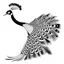 Placeholder: white, A peacock in flight, emphasizing its wingspan.., vector, white background, outline, with images neatly contained within the background, just black and white color, full body, no color. Front view.