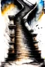 Placeholder: stairway to heaven, dust, scratches, ink, oil, pencil drawing, gouache texture, maximum detail, quality textures, bright lighting, 8k high resolution, Enhance
