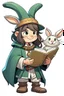 Placeholder: young Dwarven student wizard holding a rabbit and a hat