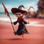 Placeholder: elongated gremlin flying broomstick female witch on a red sand beach ,bokeh like f/0.8, tilt-shift lens 8k, high detail, smooth render, down-light, unreal engine