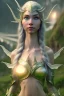 Placeholder: elven young woman, wearing light dress, happy expression, visible ultradetailed armonious cute femine face, visible armonious 2 legs 2 feet 2 hands and 2 pointy ears, luminous weather, field in the mountains, ultra realistic, concept art, intricate details, highly detailed, photorealistic, octane render, 8 k, unreal engine, art by artgerm and greg rutkowski and charlie bowater and magali villeneuve and alphonse mucha