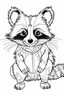 Placeholder: outline art for Raccoon Kit coloring pages with sitch, white background, Sketch style, full body, only use outline, toddlers style, clean line art, white background, no shadows and clear and well outlined.